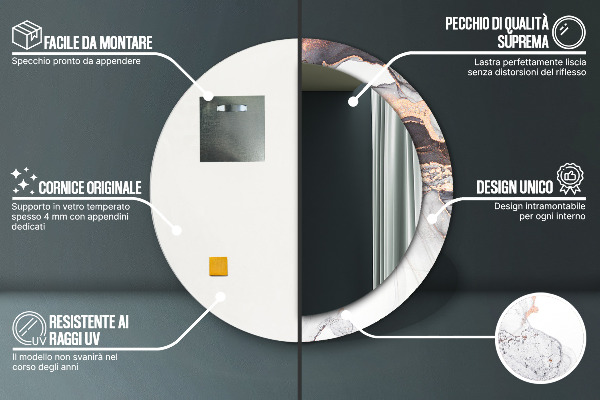 Oglinda rotunda imprimata Fluid abstract