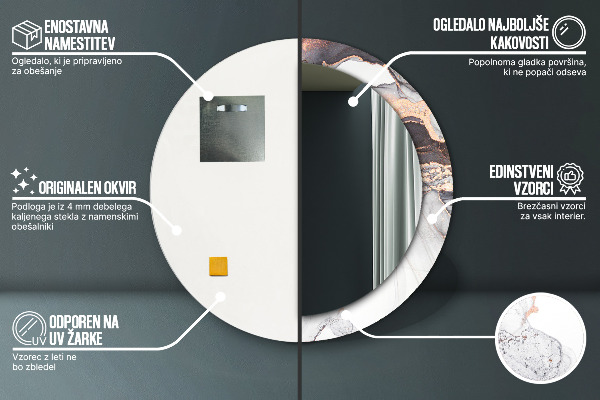 Oglinda rotunda imprimata Fluid abstract