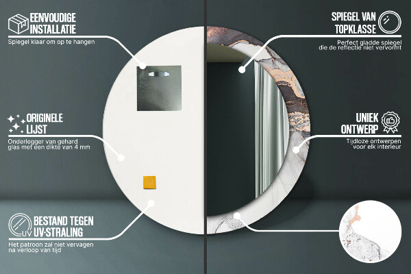 Oglinda rotunda imprimata Fluid abstract