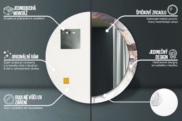 Oglinda rotunda imprimata Fluid abstract