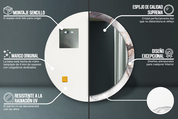 Oglinda rotunda imprimata Fluid abstract