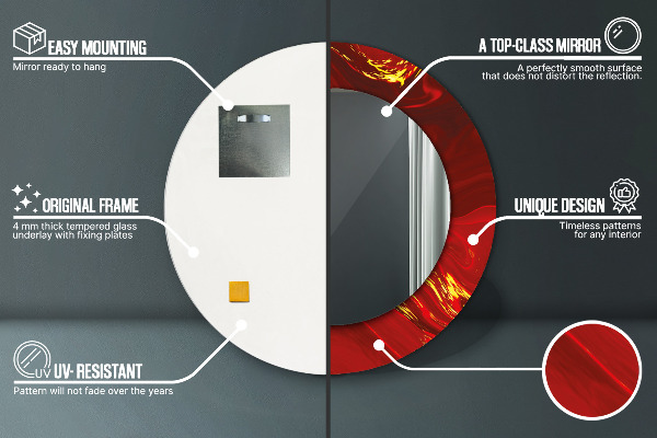 Oglinda rotunda imprimata Marmură roșie