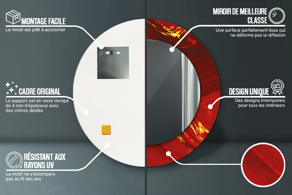 Oglinda rotunda imprimata Marmură roșie