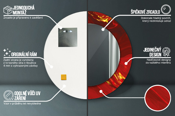 Oglinda rotunda imprimata Marmură roșie