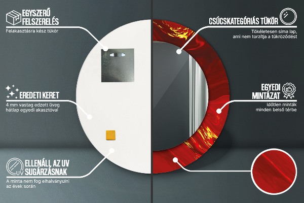 Oglinda rotunda imprimata Marmură roșie