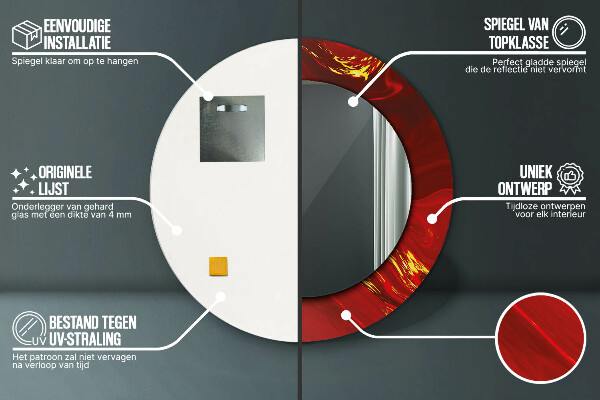 Oglinda rotunda imprimata Marmură roșie