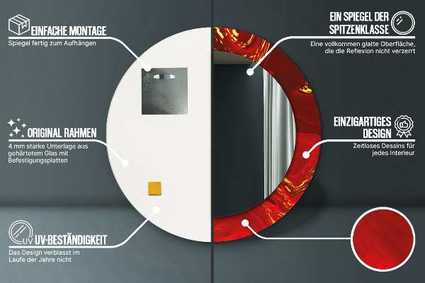 Oglinda rotunda imprimata Marmură roșie