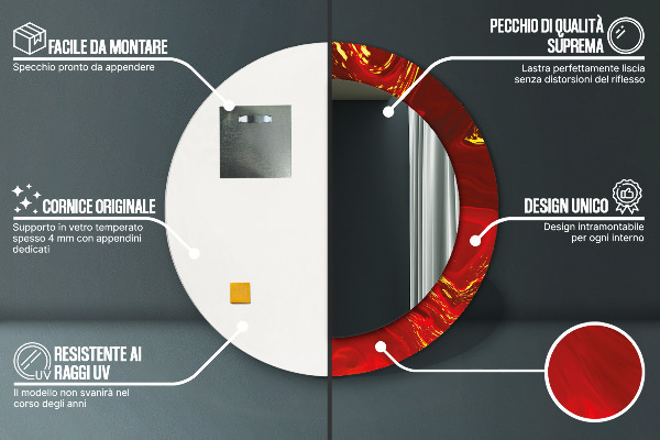 Oglinda rotunda imprimata Marmură roșie