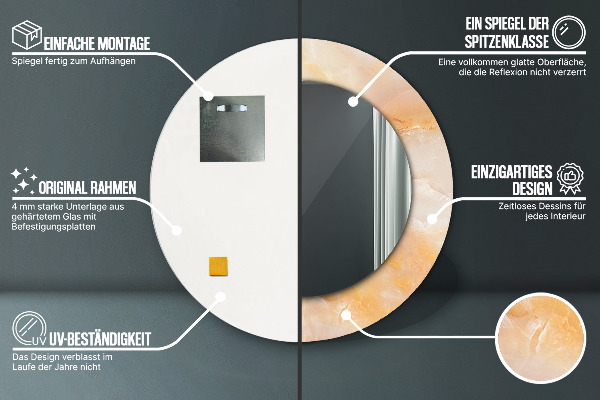 Oglinda rotunda imprimata Marmură onyx