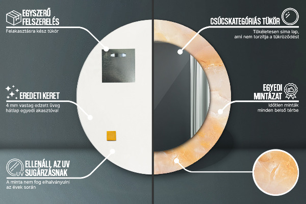 Oglinda rotunda imprimata Marmură onyx