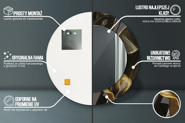 Oglinda cu decor rotunda Flori de hibiscus