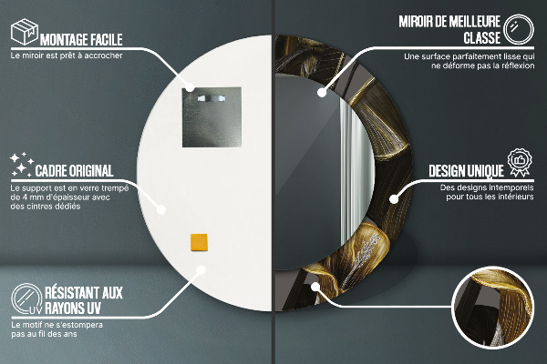 Oglinda cu decor rotunda Flori de hibiscus