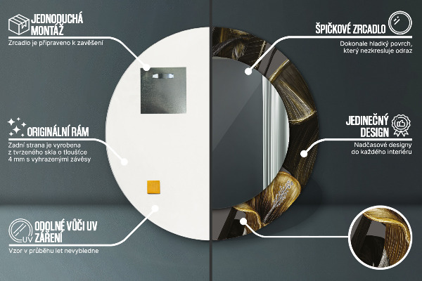 Oglinda cu decor rotunda Flori de hibiscus