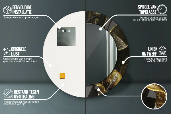 Oglinda cu decor rotunda Flori de hibiscus