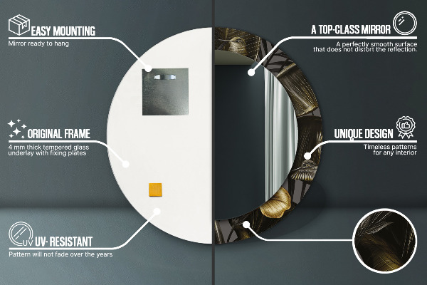 Oglinda cu decor rotunda Flori de hibiscus