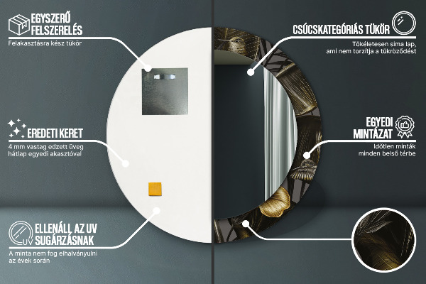 Oglinda cu decor rotunda Flori de hibiscus