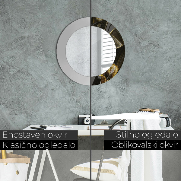 Oglinda cu decor rotunda Flori de hibiscus