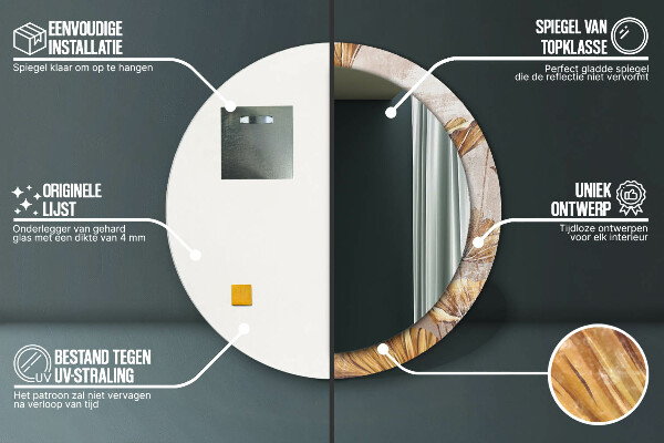 Oglinda rotunda imprimata Frunze aurii