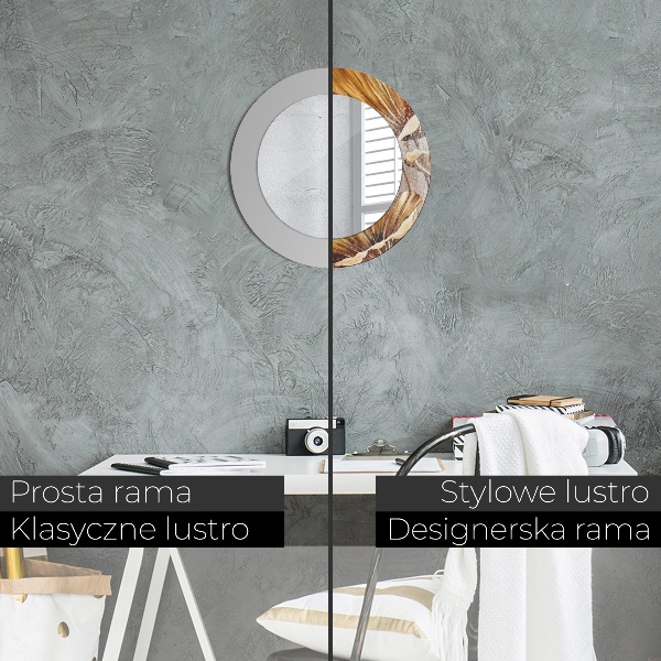 Oglinda rotunda imprimata Frunze aurii