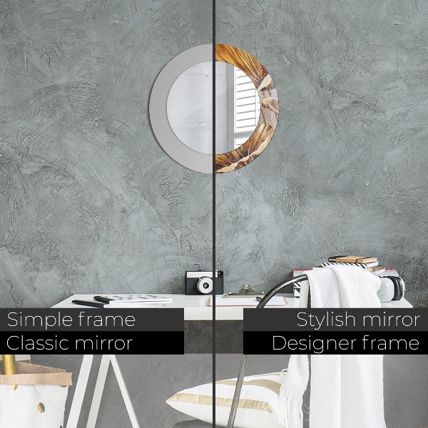 Oglinda rotunda imprimata Frunze aurii