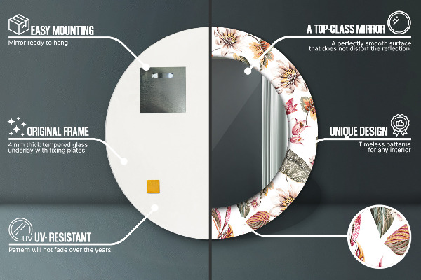 Oglinda rotunda imprimata Flori de epocă