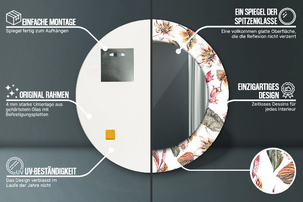 Oglinda rotunda imprimata Flori de epocă