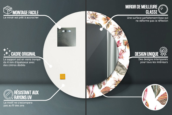 Oglinda rotunda imprimata Flori de epocă