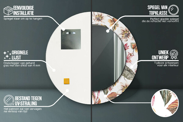 Oglinda rotunda imprimata Flori de epocă