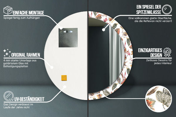 Oglinda rotunda imprimata Flori de epocă
