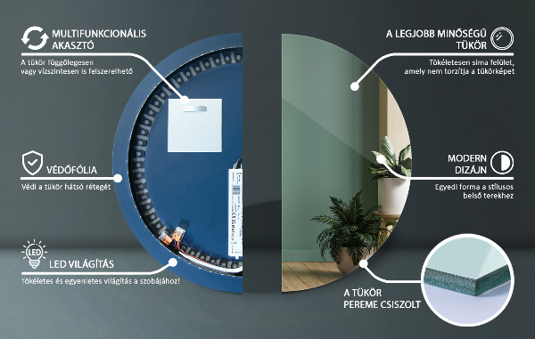 Oglinda rotunda cu led fi 60 cm