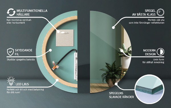 Oglinda pentru baie rotunda cu led fi 100 cm