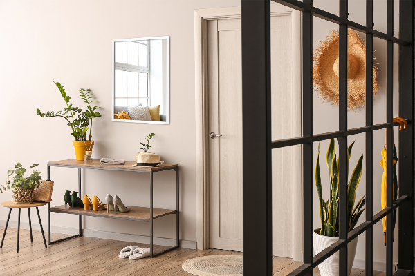 Oglinda dreptunghiulara cu rama alba 50x50 cm