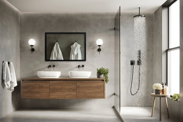 Oglinda perete living cu rama neagra dreptunghiulara 70x50 cm