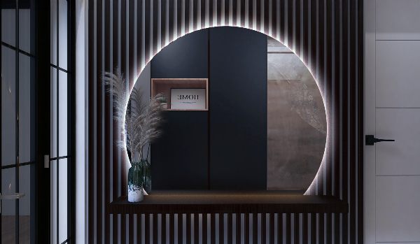 Oglindă cu cerc trunchiat accesoriu elegant cu iluminare led 74x90 cm