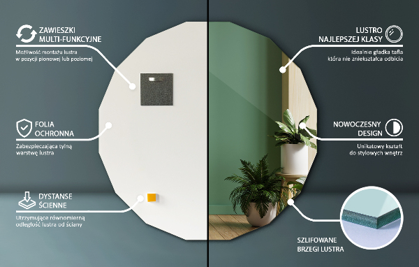Oglindă geometrică cu formă originală 50x50 cm