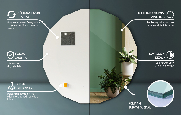 Oglindă poligonală cu design unic 60x60 cm