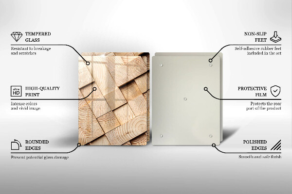 Placă sticla protectie aragaz Pătrate de lemn