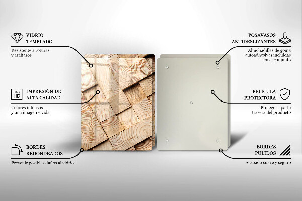 Placă sticla protectie aragaz Pătrate de lemn