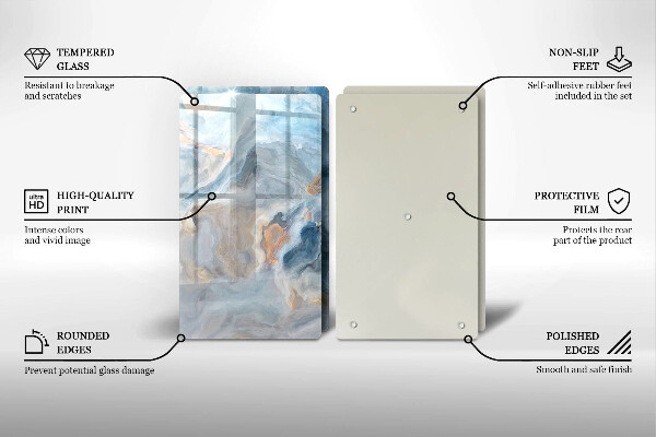 Placă sticla protectie aragaz Textura marmură