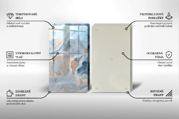 Placă sticla protectie aragaz Textura marmură