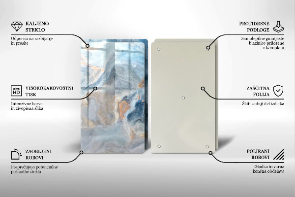 Placă sticla protectie aragaz Textura marmură