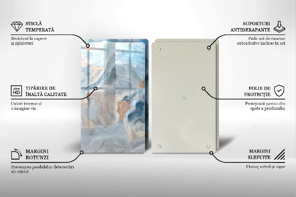 Placă sticla protectie aragaz Textura marmură