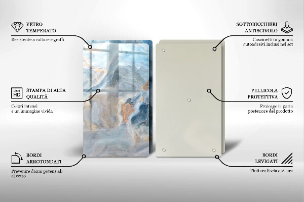 Placă sticla protectie aragaz Textura marmură