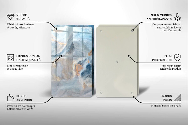 Placă sticla protectie aragaz Textura marmură