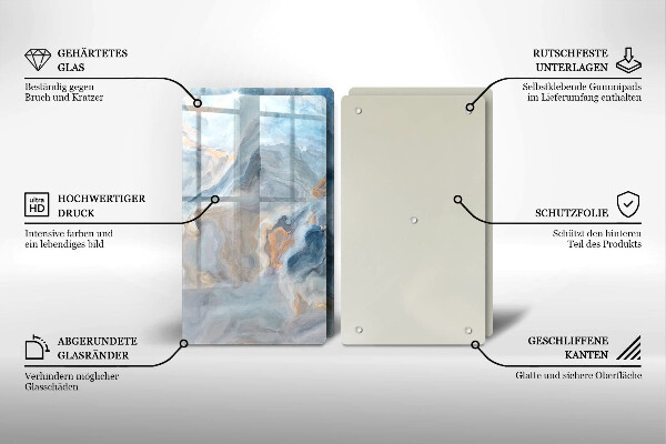 Placă sticla protectie aragaz Textura marmură