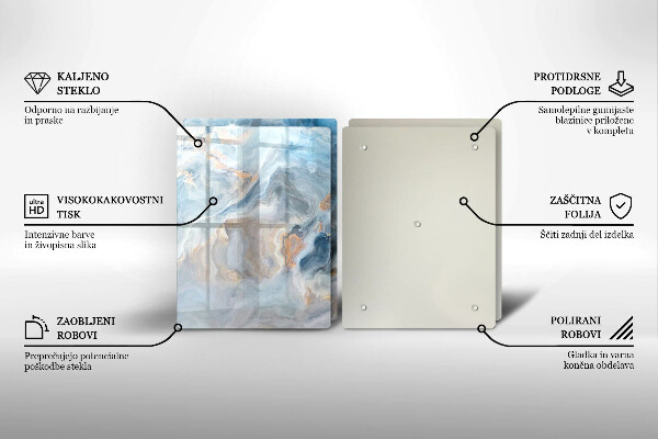 Placă sticla protectie aragaz Textura marmură