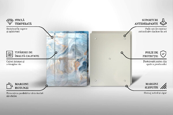 Placă sticla protectie aragaz Textura marmură