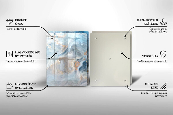 Placă sticla protectie aragaz Textura marmură