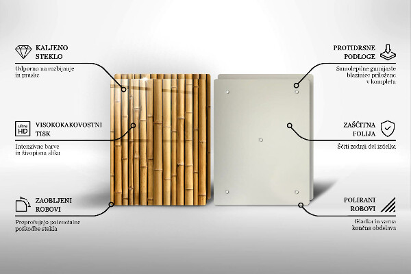 Placă sticla protectie aragaz Natura boho bambus