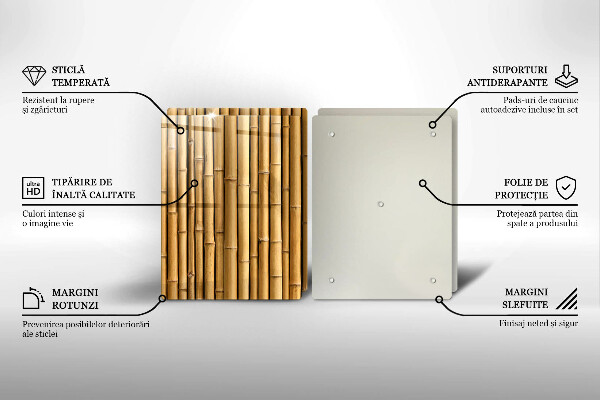 Placă sticla protectie aragaz Natura boho bambus
